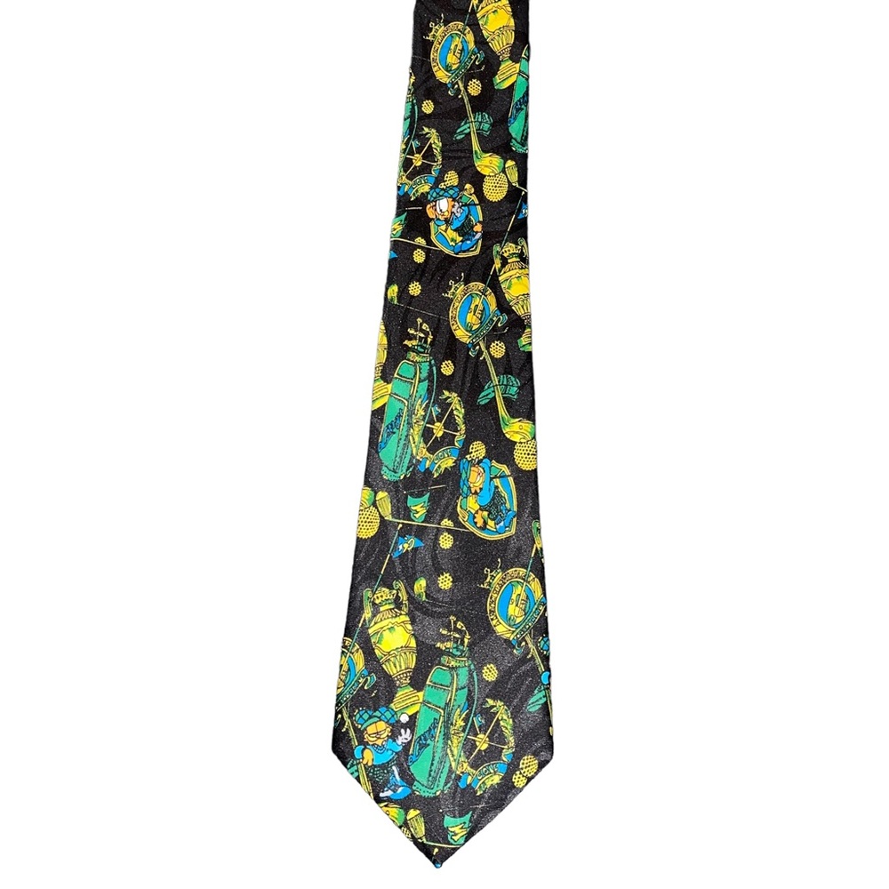 Picasso Handmade Men’s Necktie Golfing Garfield Navy And Green